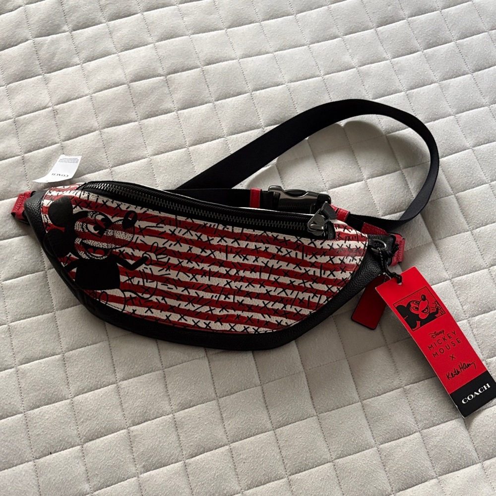 Coach x Keith Haring x Disney - Mickey Mouse Striped Belt Bag/Fanny Pack